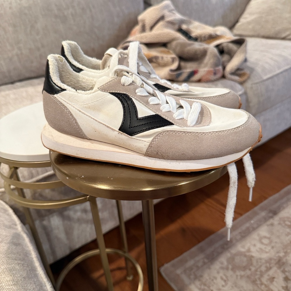 Stylish White and Black Sneakers